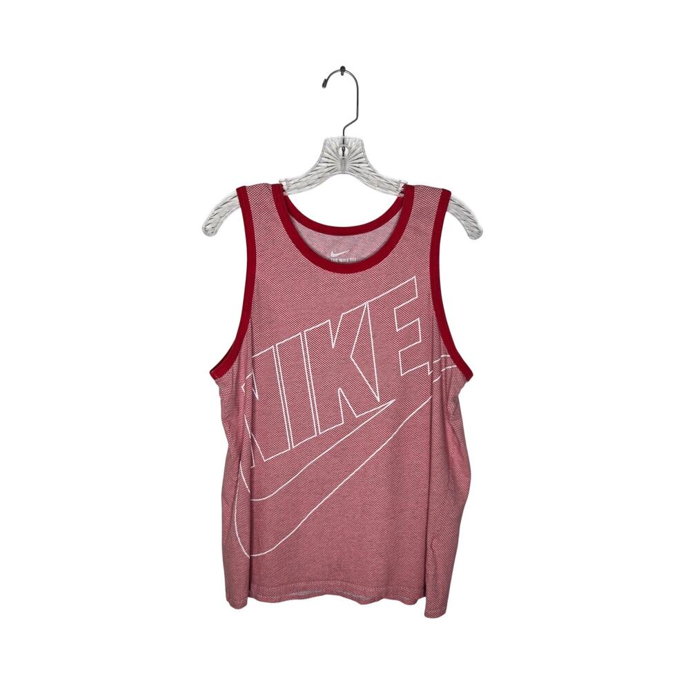 NIKE Men's Swoosh Logo Tank Red/White Size Medium